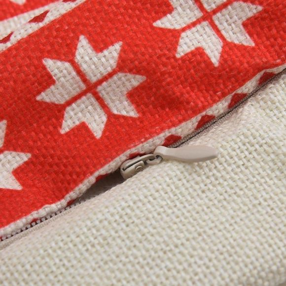 Set of 4 Red and White Christmas Theme Pattern Polyester Cushion Cover Red - Picture 5 of 5